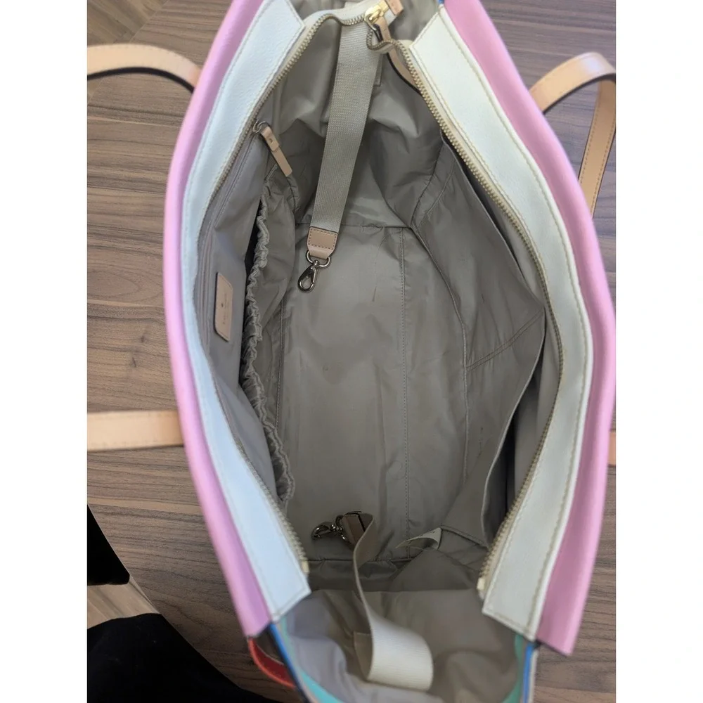 Kate Spade Grove Street Kaylie Diaper Tote Purse Bag Classic Striped Rainbow